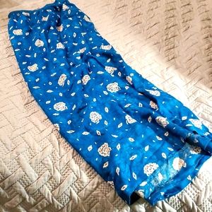 Blue skirt with white flowers